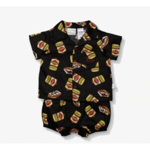 Peter Alexander Baby Vegemite Print Matching Set Top Shorts sz 6/12 mths Aussie